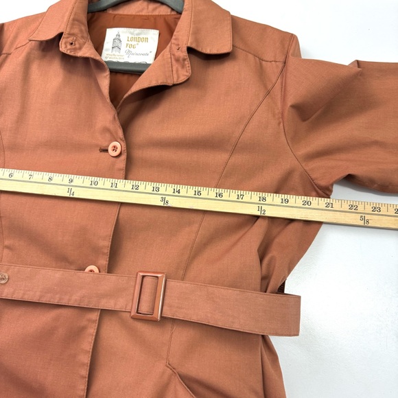 Vintage 80s London Fog Trench Coat Women’s Sz 12 Orange Fall Jacket Amish Style - Picture 10 of 12